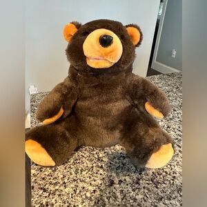 Dark Brown Bear Plush... with golden accents, soft and adorable